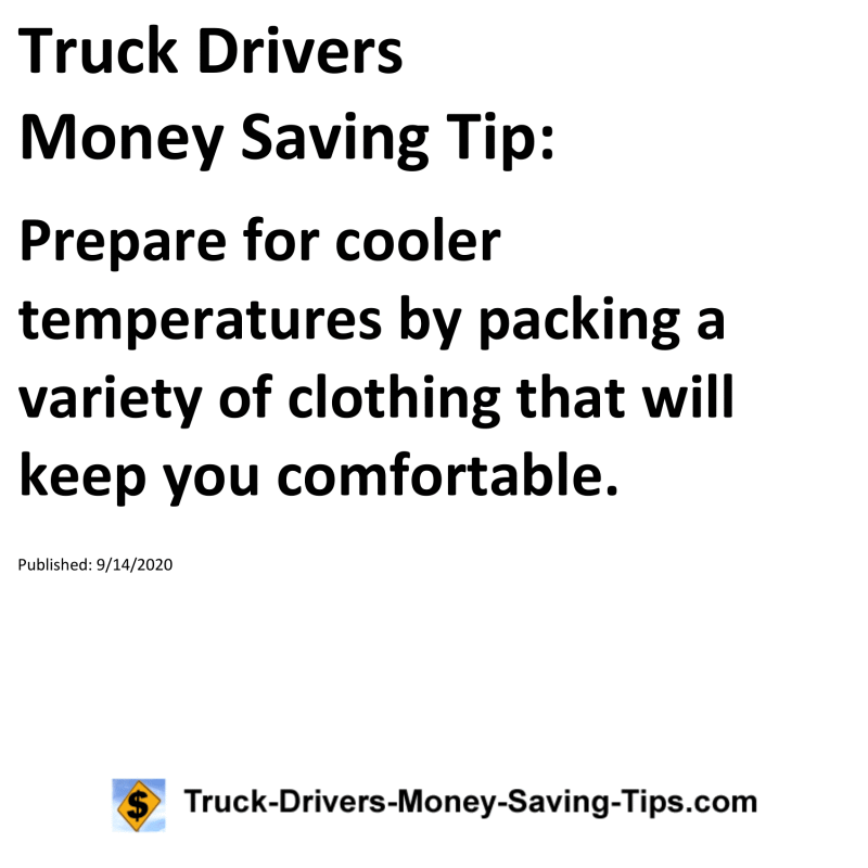 Truck Drivers Money Saving Tip for 09-14-2020