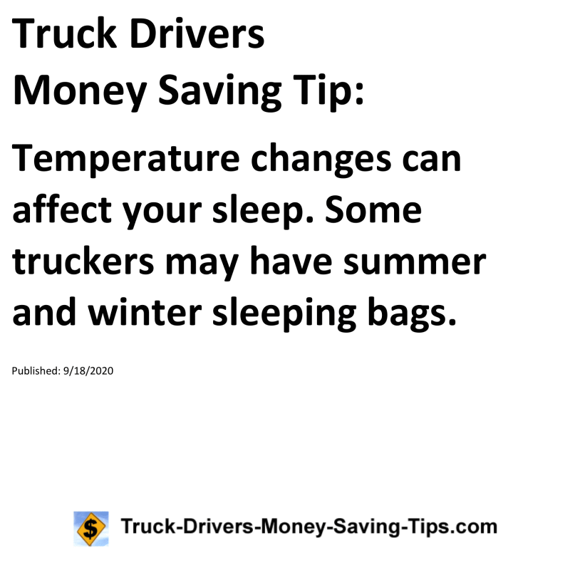 Truck Drivers Money Saving Tip for 09-18-2020