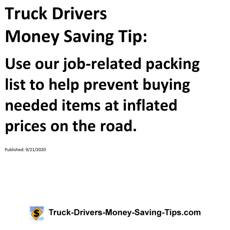 Truck Drivers Money Saving Tip for 09-21-2020