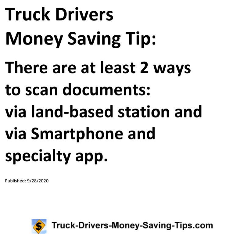 Truck Drivers Money Saving Tip for 09-28-2020