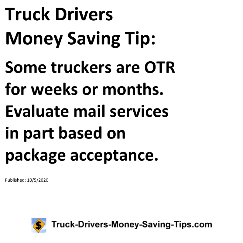 Truck Drivers Money Saving Tip for 10-05-2020