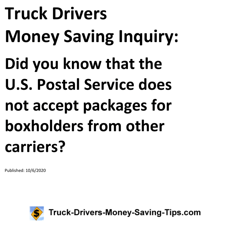 Truck Drivers Money Saving Inquiry for 10-06-2020