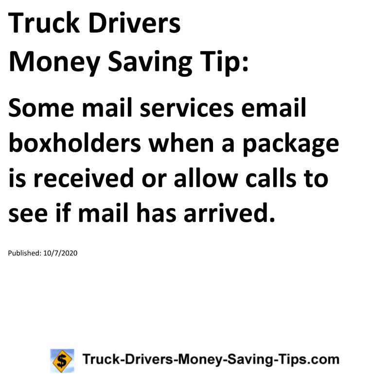 Truck Drivers Money Saving Tip for 10-07-2020