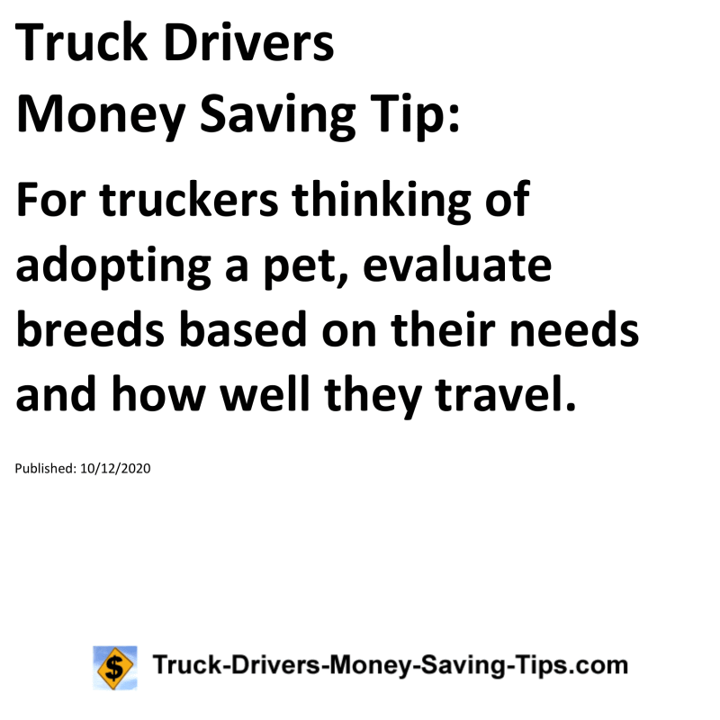 Truck Drivers Money Saving Tip for 10-12-2020