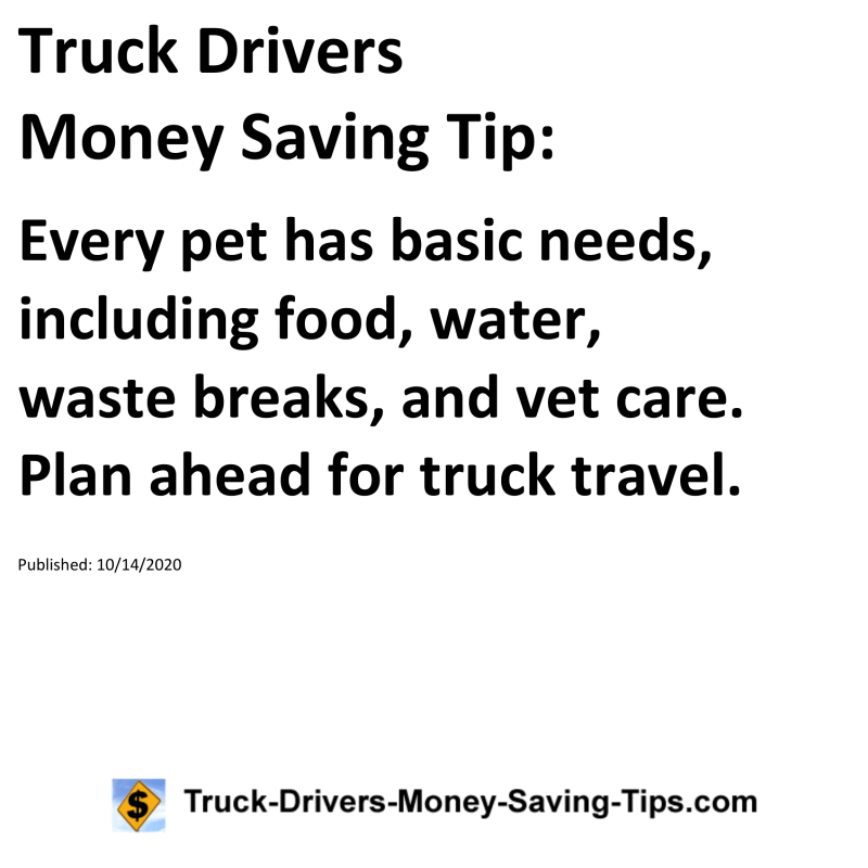 Truck Drivers Money Saving Tip for 10-14-2020