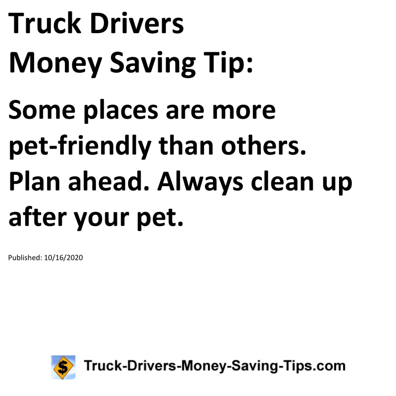 Truck Drivers Money Saving Tip for 10-16-2020