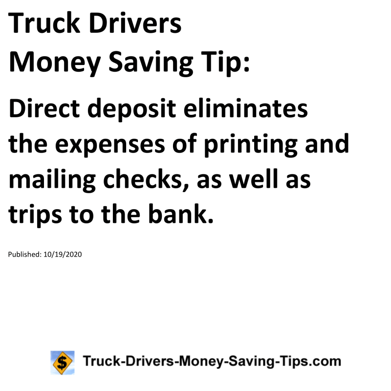 Truck Drivers Money Saving Tip for 10-19-2020