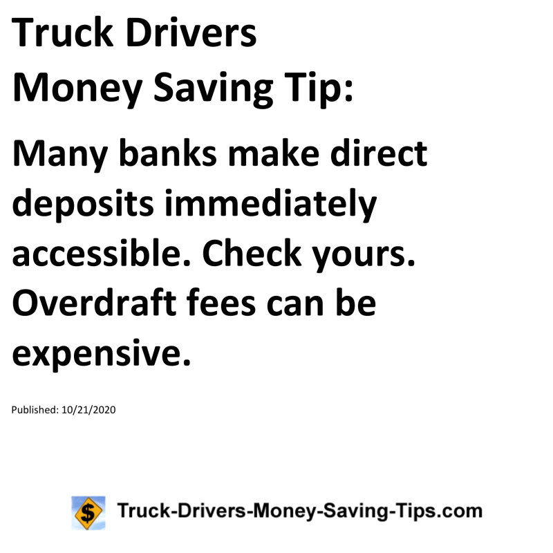 Truck Drivers Money Saving Tip for 10-21-2020