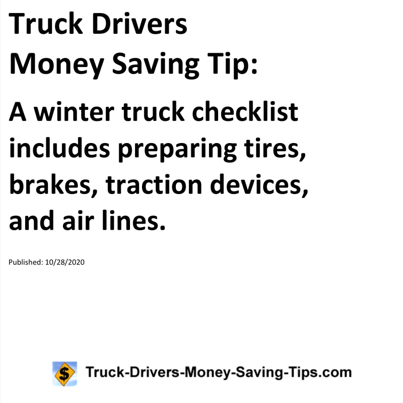 Truck Drivers Money Saving Tip for 10-28-2020