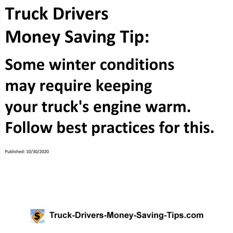 Truck Drivers Money Saving Tip for 10-30-2020