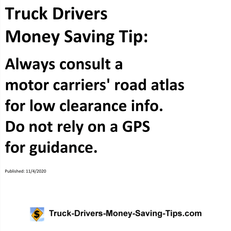 Truck Drivers Money Saving Tip for 11-04-2020