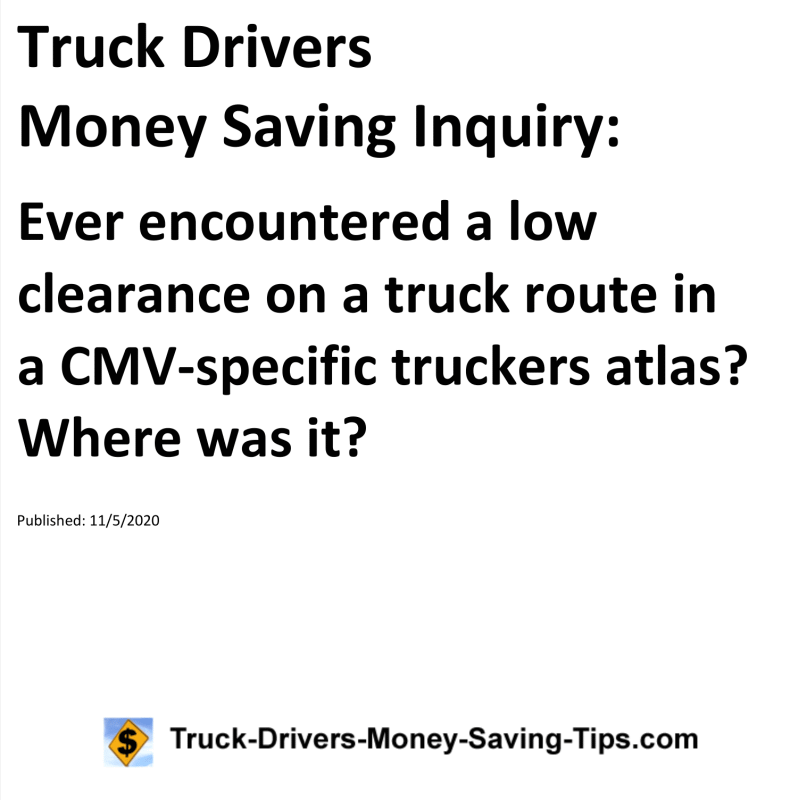 Truck Drivers Money Saving Inquiry for 11-05-2020