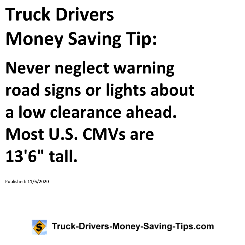 Truck Drivers Money Saving Tip for 11-06-2020