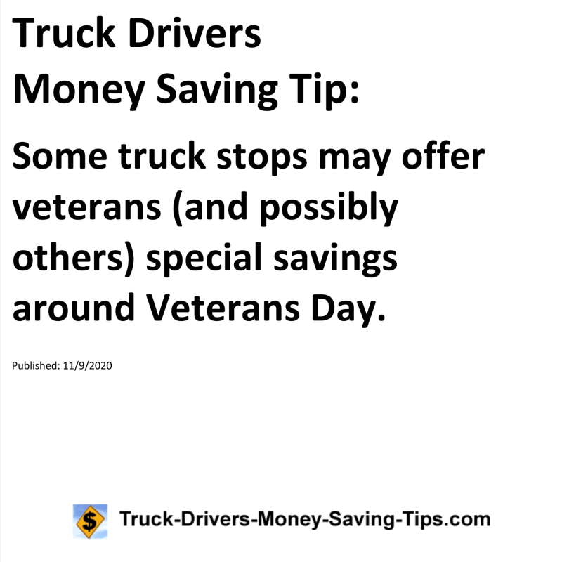 Truck Drivers Money Saving Tip for 11-09-2020