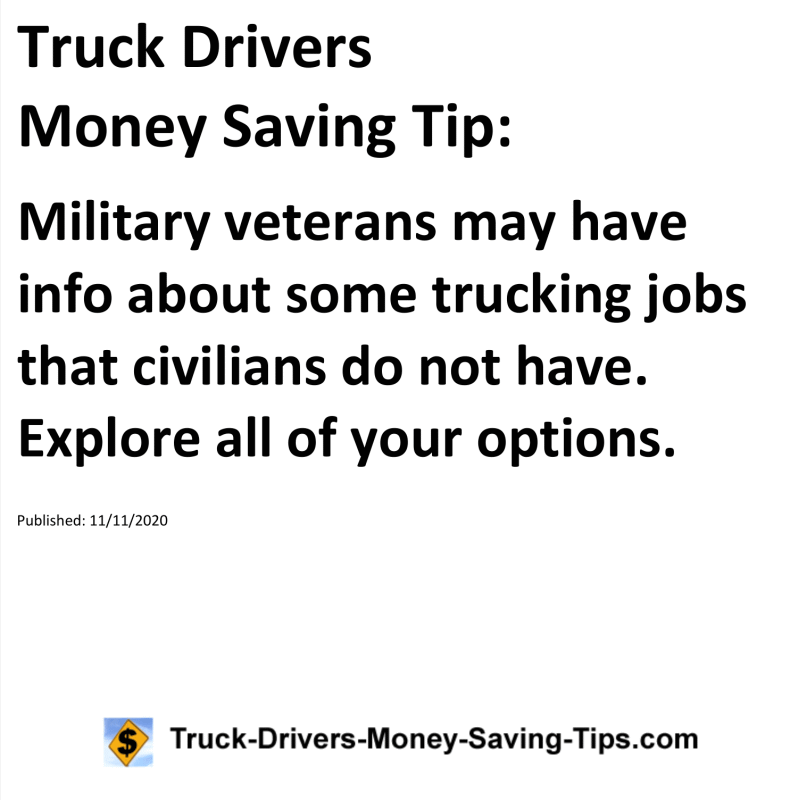 Truck Drivers Money Saving Tip for 11-11-2020