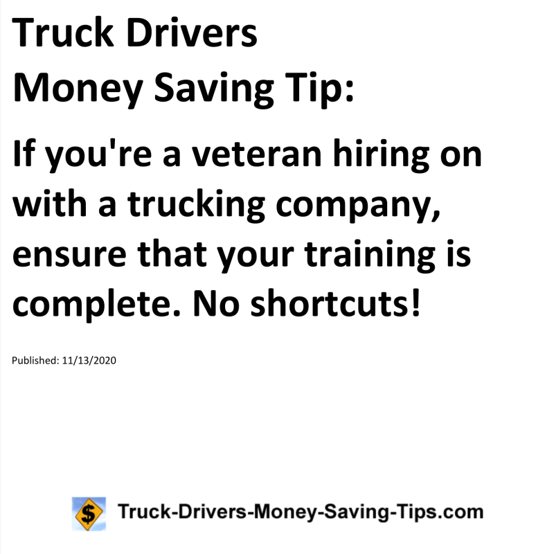 Truck Drivers Money Saving Tip for 11-13-2020