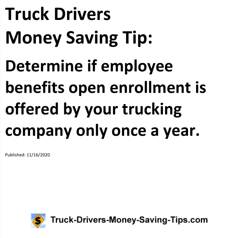 Truck Drivers Money Saving Tip for 11-16-2020