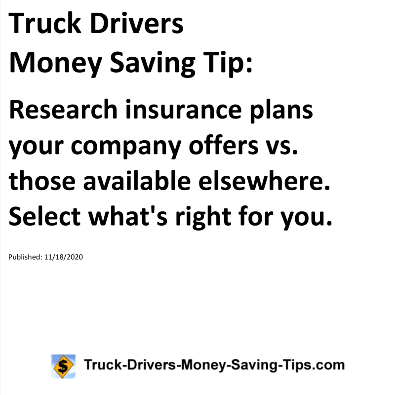 Truck Drivers Money Saving Tip for 11-18-2020