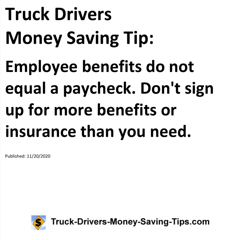 Truck Drivers Money Saving Tip for 11-20-2020