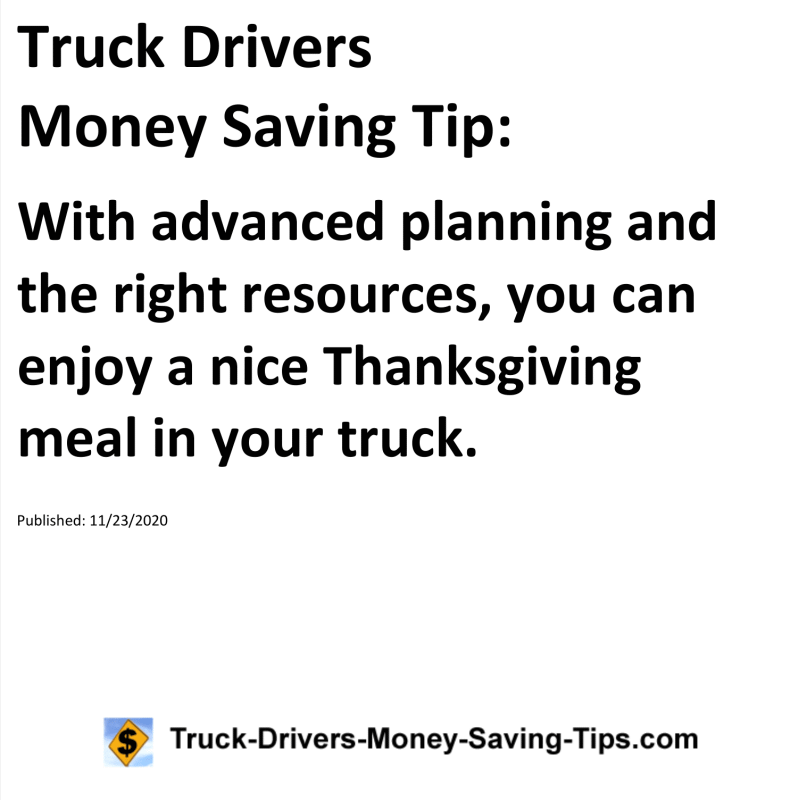 Truck Drivers Money Saving Tip for 11-23-2020