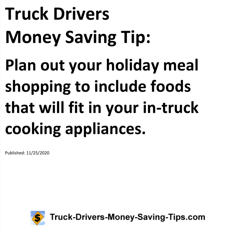 Truck Drivers Money Saving Tip for 11-25-2020