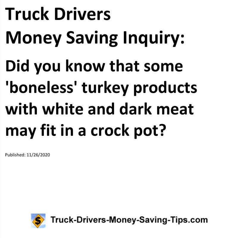 Truck Drivers Money Saving Inquiry for 11-26-2020