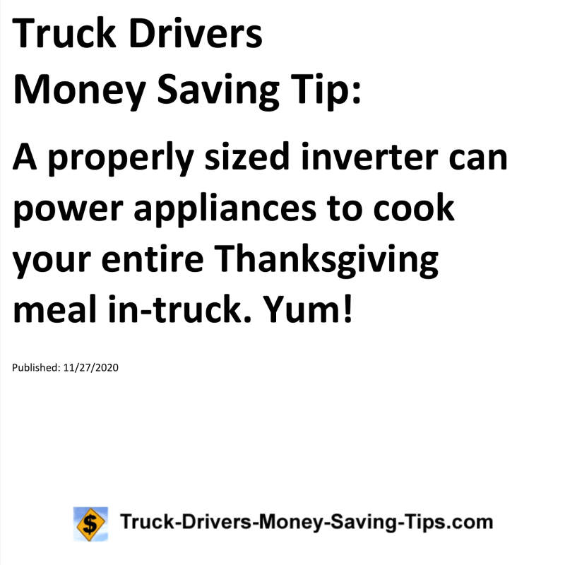 Truck Drivers Money Saving Tip for 11-27-2020