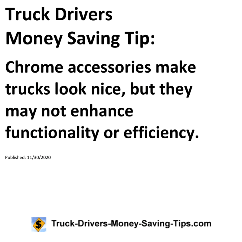 Truck Drivers Money Saving Tip for 11-30-2020