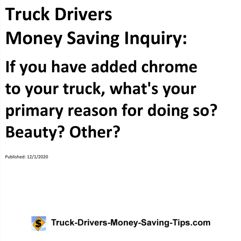 Truck Drivers Money Saving Inquiry for 12-01-2020