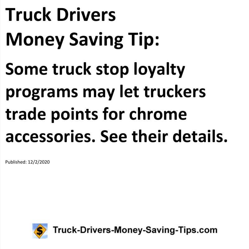 Truck Drivers Money Saving Tip for 12-02-2020