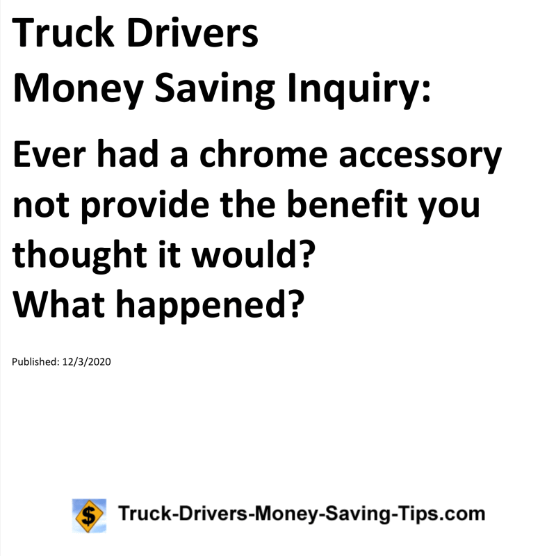 Truck Drivers Money Saving Inquiry for 12-03-2020