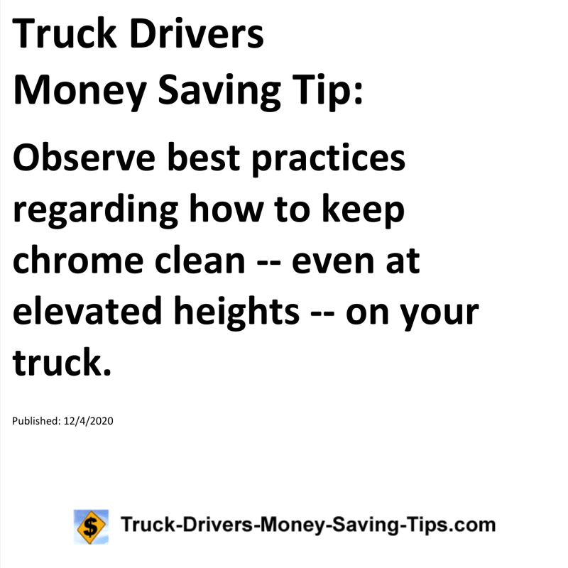 Truck Drivers Money Saving Tip for 12-04-2020