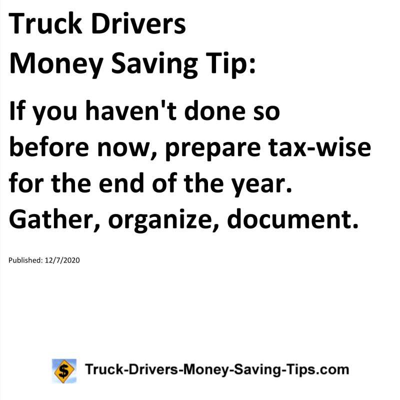 Truck Drivers Money Saving Tip for 12-07-2020