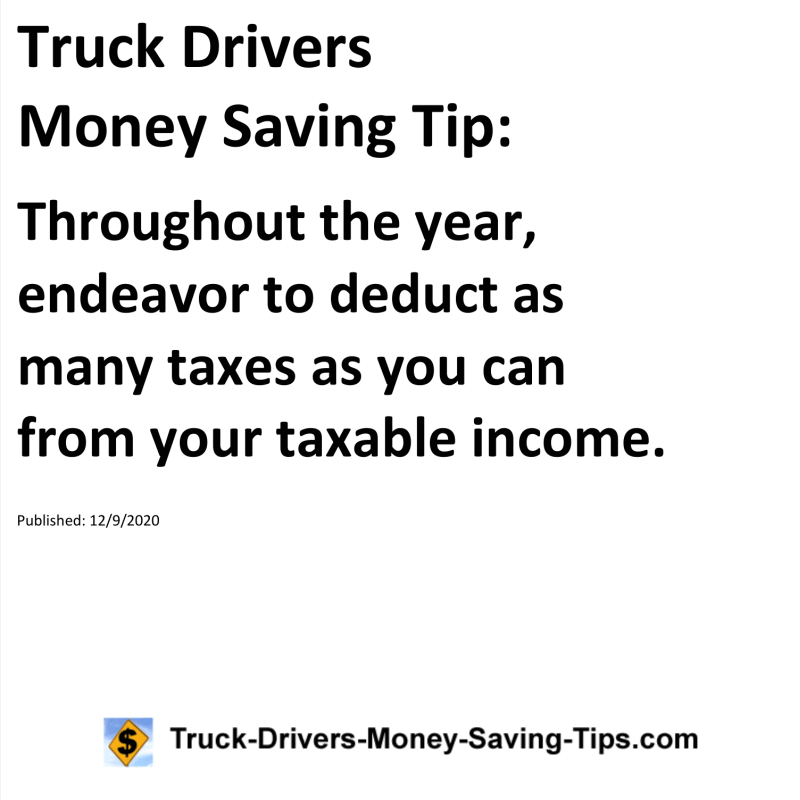 Truck Drivers Money Saving Tip for 12-09-2020