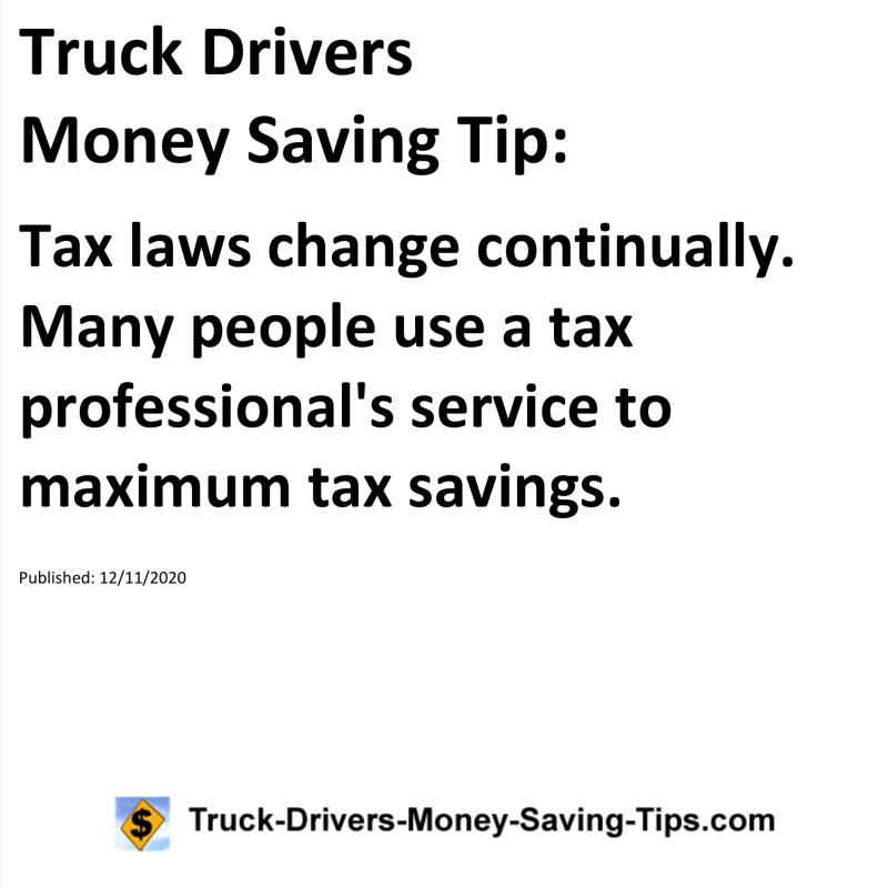 Truck Drivers Money Saving Tip for 12-11-2020