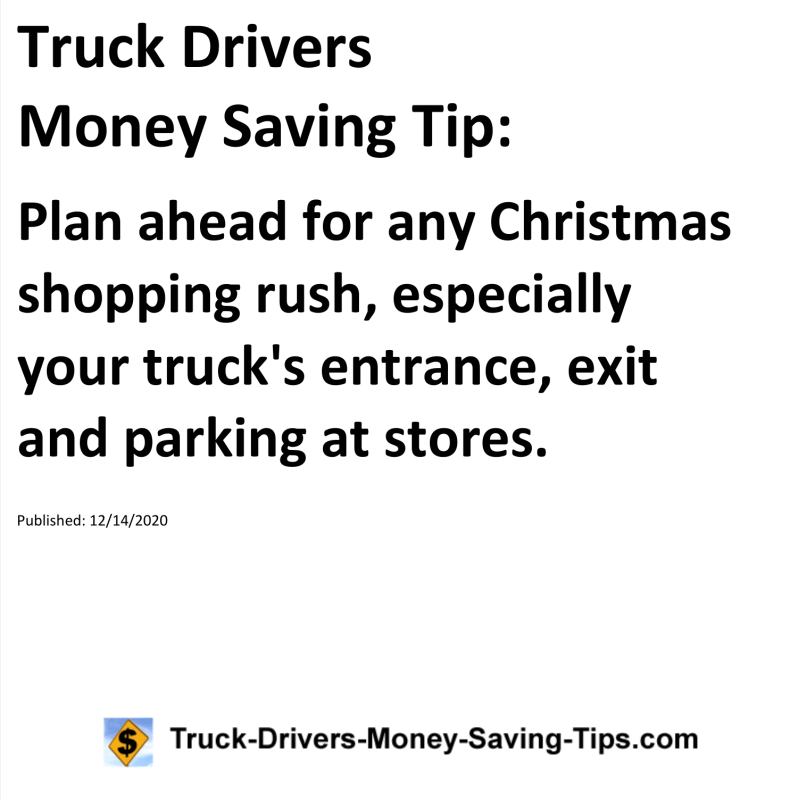 Truck Drivers Money Saving Tip for 12-14-2020