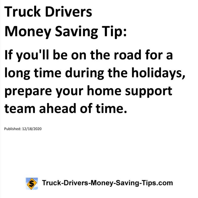 Truck Drivers Money Saving Tip for 12-18-2020