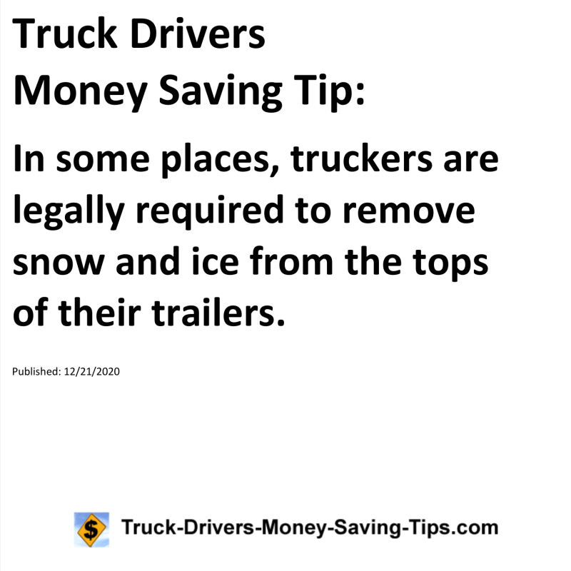 Truck Drivers Money Saving Tip for 12-21-2020