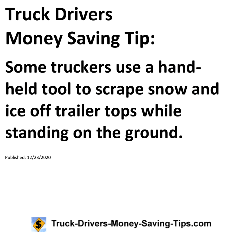 Truck Drivers Money Saving Tip for 12-23-2020