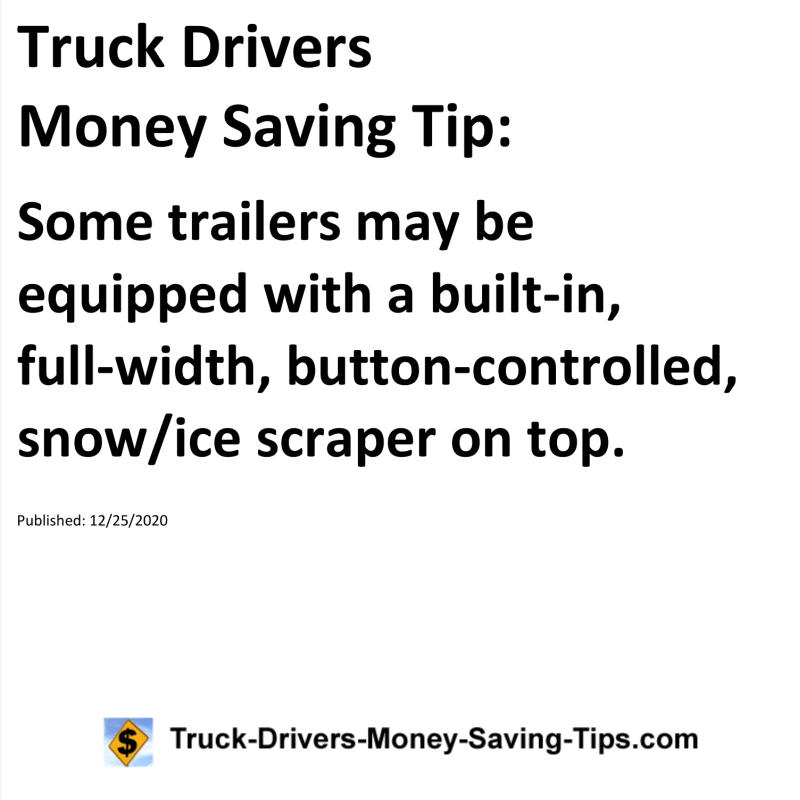 Truck Drivers Money Saving Tip for 12-25-2020