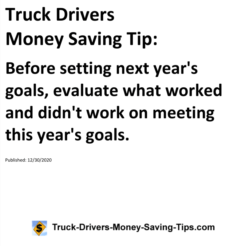 Truck Drivers Money Saving Tip for 12-30-2020