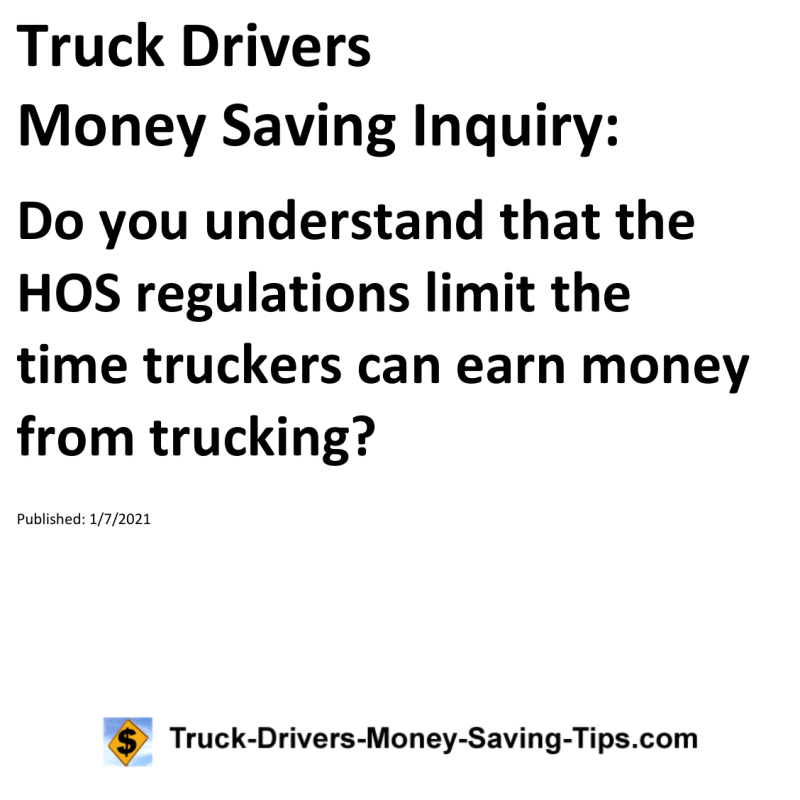 Truck Drivers Money Saving Inquiry for 01-07-2021