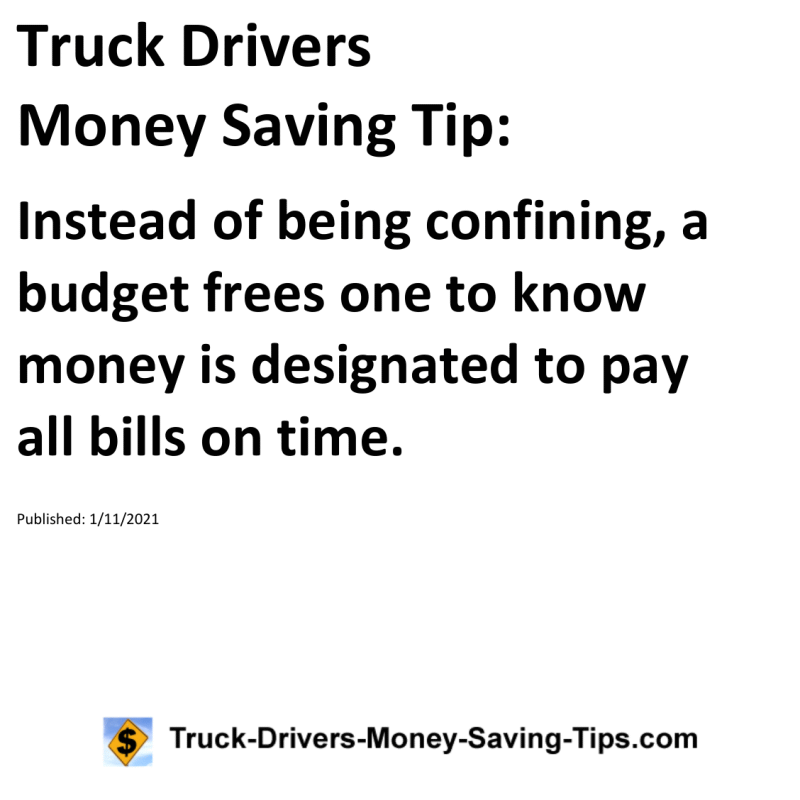 Truck Drivers Money Saving Tip for 01-11-2021