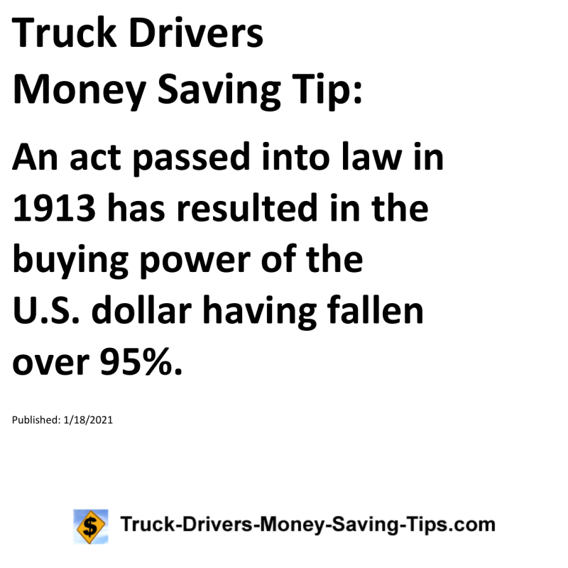 Truck Drivers Money Saving Tip for 01-18-2021