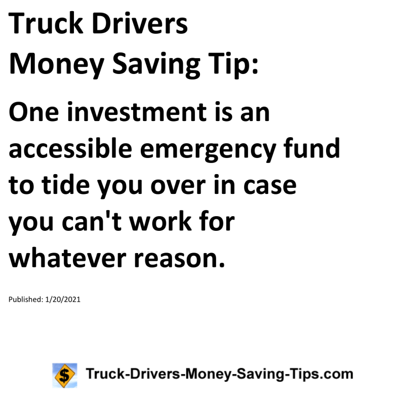 Truck Drivers Money Saving Tip for 01-20-2021