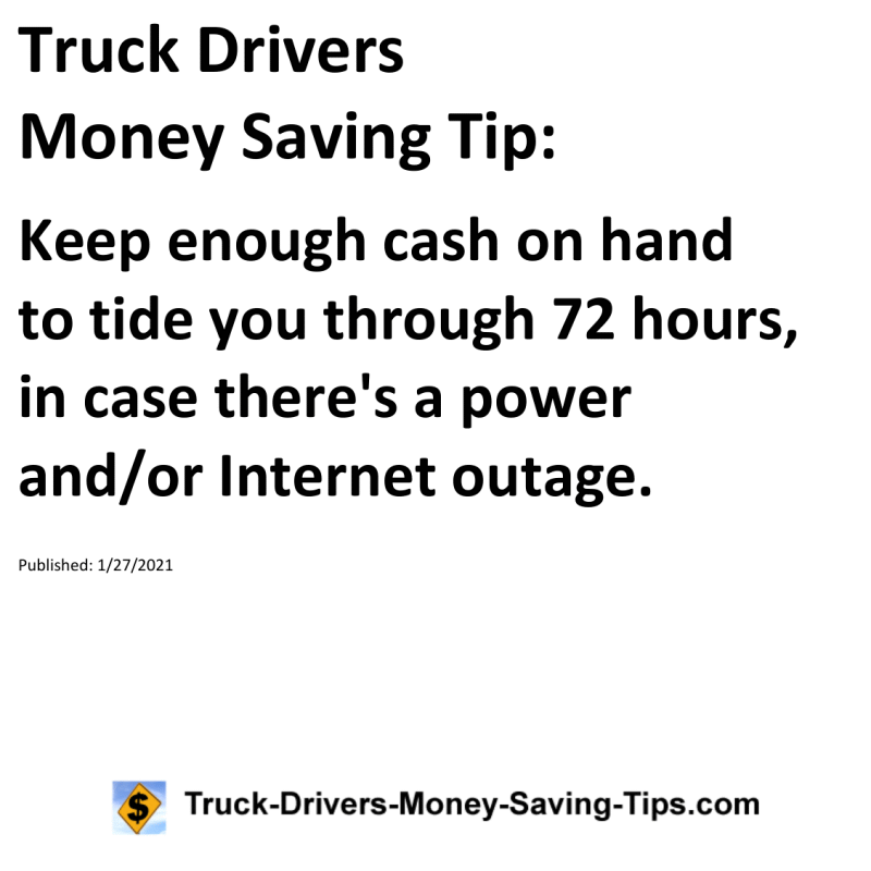 Truck Drivers Money Saving Tip for 01-27-2021