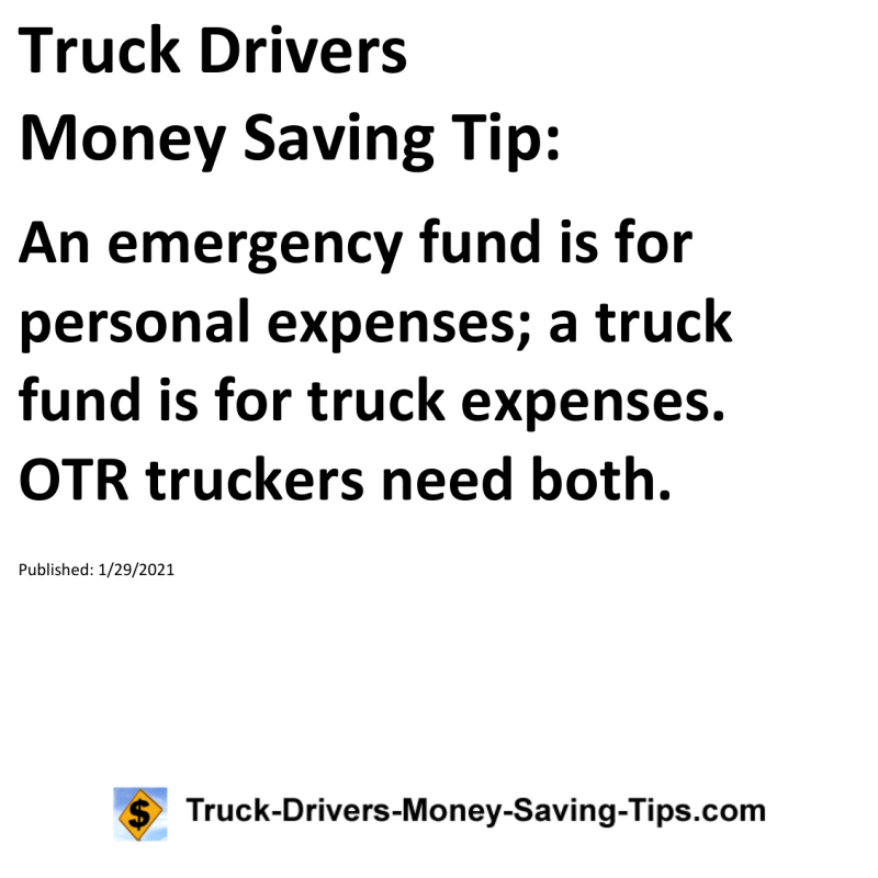 Truck Drivers Money Saving Tip for 01-29-2021