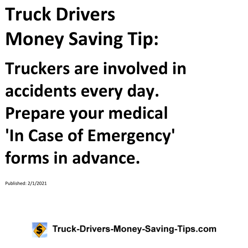 Truck Drivers Money Saving Tip for 02-01-2021