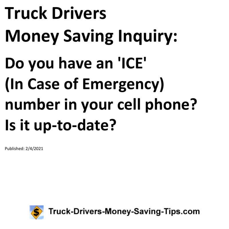 Truck Drivers Money Saving Inquiry for 02-04-2021