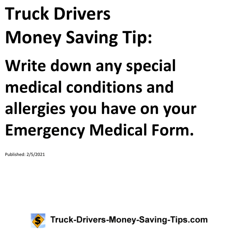 Truck Drivers Money Saving Tip for 02-05-2021